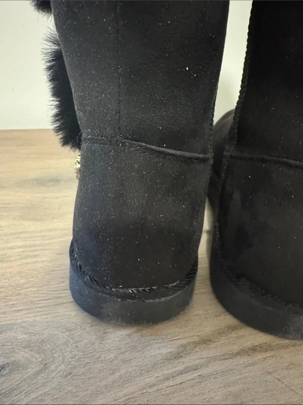 Juicy Couture Black Faux Fur Suede Mid-Calf Boots